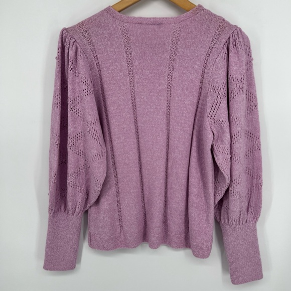 M&S | Size 14 XL Cool Pink Sweater | Textured Knit | Puff Sleeve | Soft - Picture 3 of 15